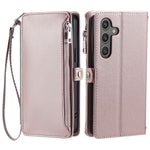 Samsung Galaxy S25 FE-skal TPU + PU-läder plånboksfodral med handledsrem