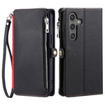 Samsung Galaxy S25 FE-skal TPU + PU-läder plånboksfodral med handledsrem