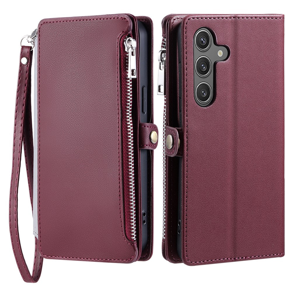 Samsung Galaxy S25 FE-skal TPU + PU-läder plånboksfodral med handledsrem