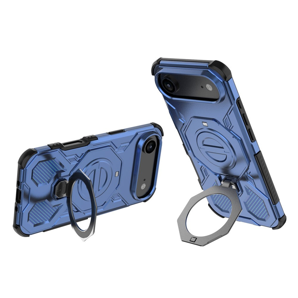 For iPhone Air Magnetic Case Rotating Metal Kickstand Shockproof PC + TPU Phone Back Cover