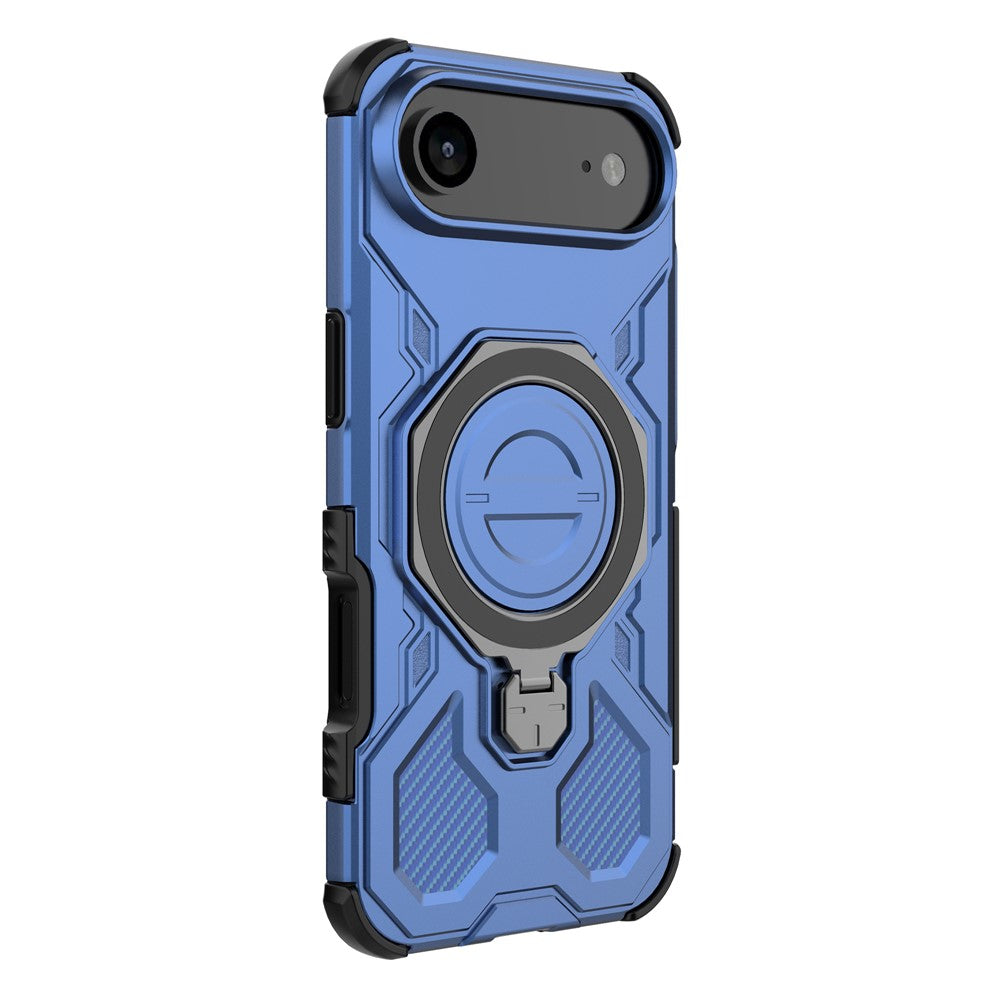 For iPhone Air Magnetic Case Rotating Metal Kickstand Shockproof PC + TPU Phone Back Cover