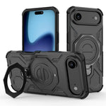 For iPhone Air Magnetic Case Rotating Metal Kickstand Shockproof PC + TPU Phone Back Cover
