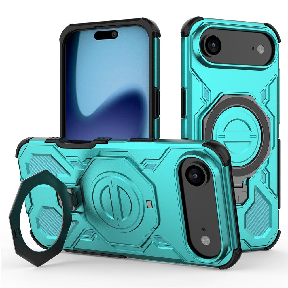 For iPhone Air Magnetic Case Rotating Metal Kickstand Shockproof PC + TPU Phone Back Cover