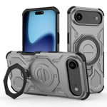 For iPhone Air Magnetic Case Rotating Metal Kickstand Shockproof PC + TPU Phone Back Cover