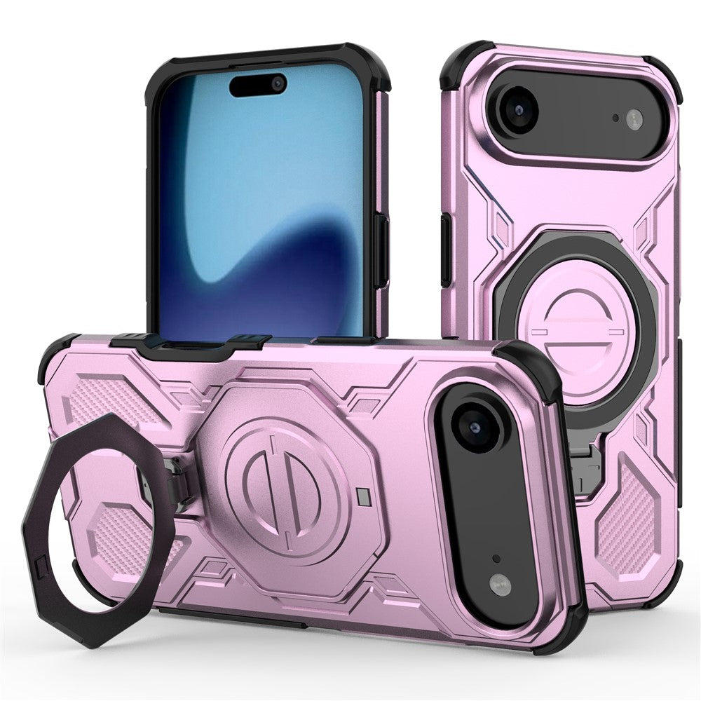 For iPhone Air Magnetic Case Rotating Metal Kickstand Shockproof PC + TPU Phone Back Cover