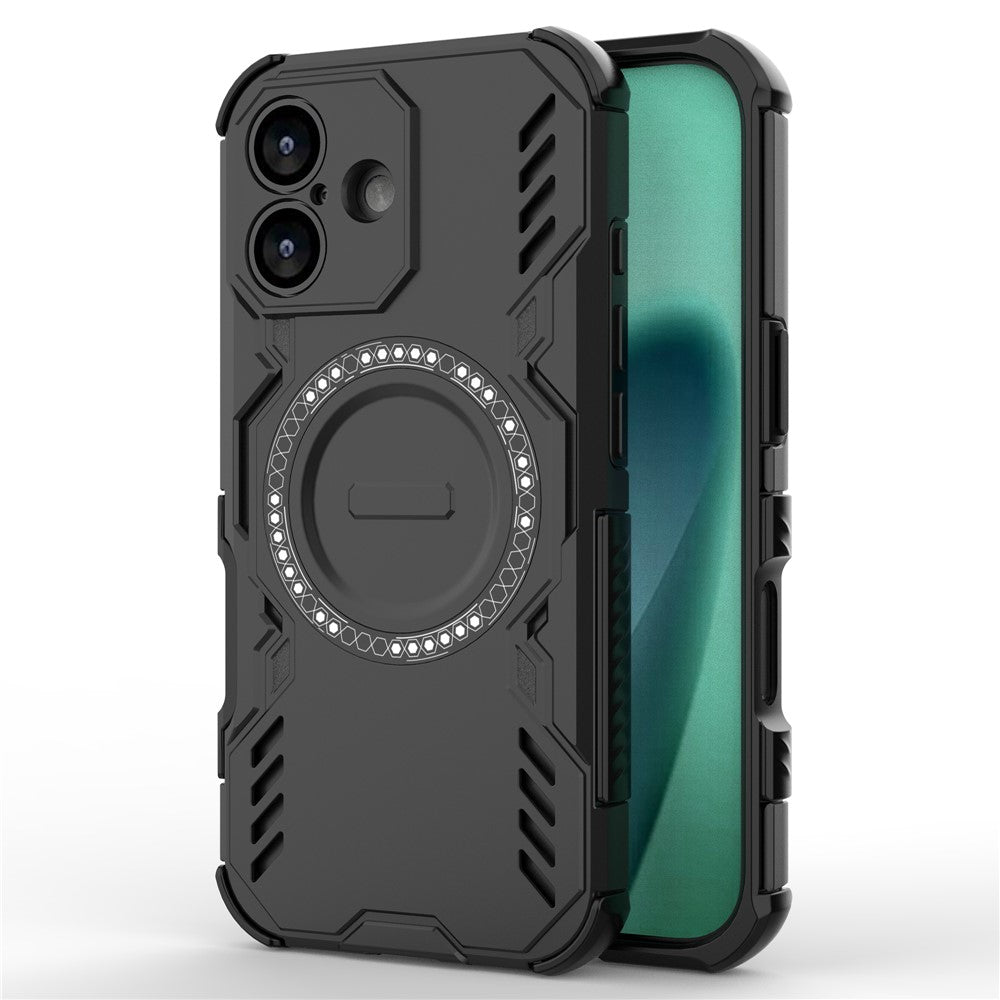 Til iPhone 17 magnetisk cover sommerfugle-panser udhulet varmeafledning PC + TPU telefoncover