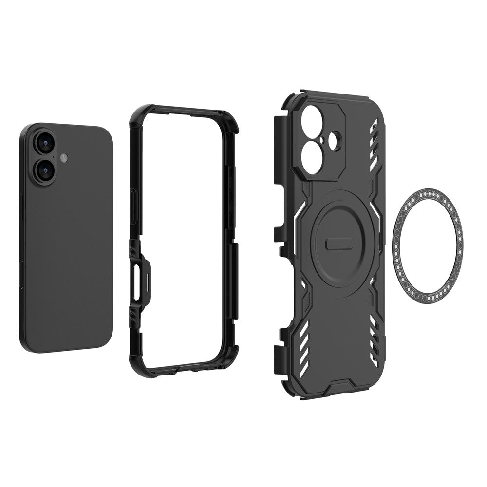 Til iPhone 17 magnetisk cover sommerfugle-panser udhulet varmeafledning PC + TPU telefoncover