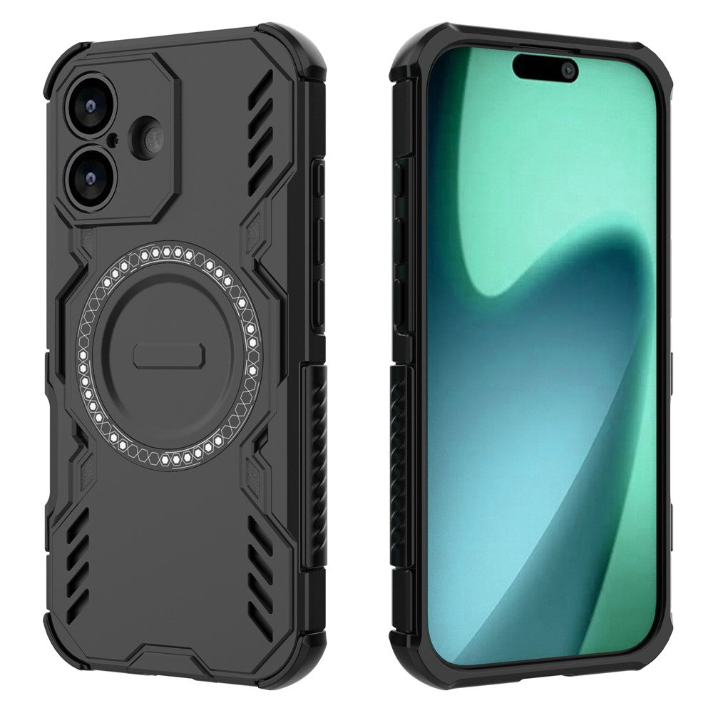 Til iPhone 17 magnetisk cover sommerfugle-panser udhulet varmeafledning PC + TPU telefoncover
