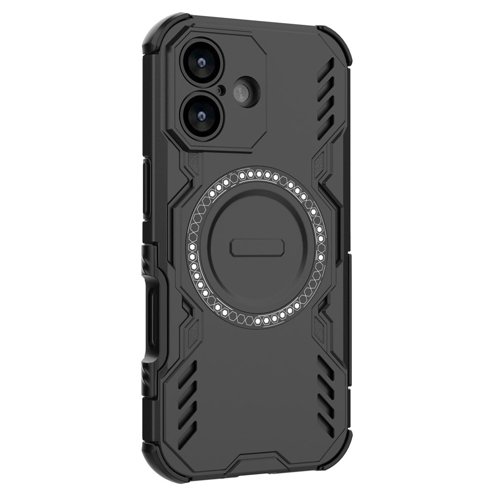 Til iPhone 17 magnetisk cover sommerfugle-panser udhulet varmeafledning PC + TPU telefoncover