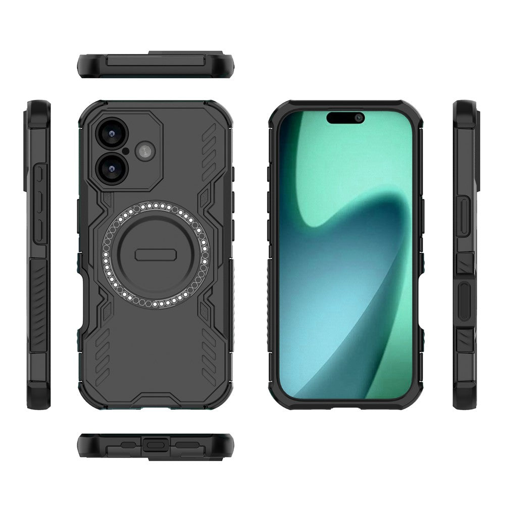 Til iPhone 17 magnetisk cover sommerfugle-panser udhulet varmeafledning PC + TPU telefoncover
