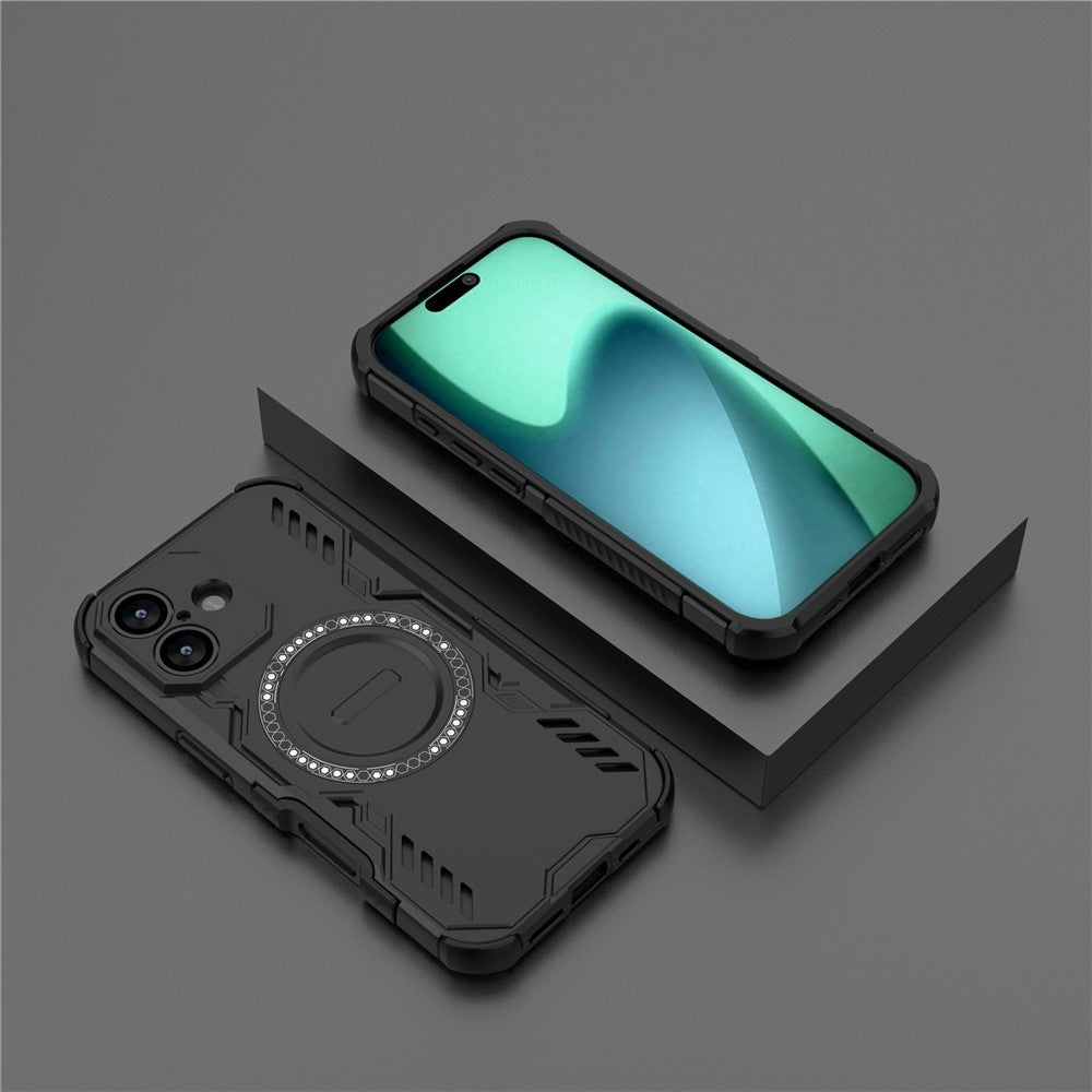 Til iPhone 17 magnetisk cover sommerfugle-panser udhulet varmeafledning PC + TPU telefoncover