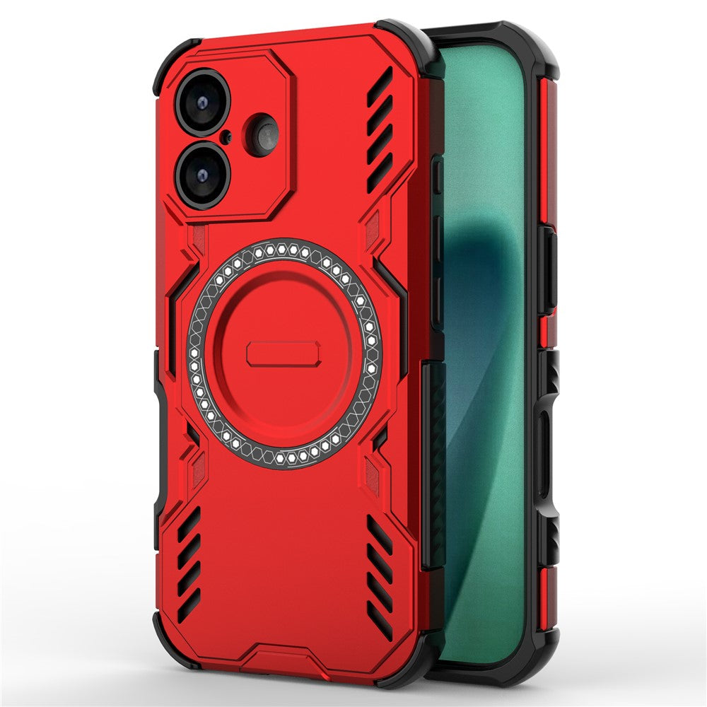 Til iPhone 17 magnetisk cover sommerfugle-panser udhulet varmeafledning PC + TPU telefoncover