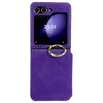 For Samsung Galaxy Z Flip7 5G Case Card Holder Ring Holder Kickstand PU + PC Phone Cover with Chain