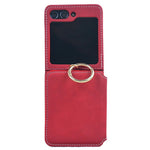 For Samsung Galaxy Z Flip7 5G Case Card Holder Ring Holder Kickstand PU + PC Phone Cover with Chain