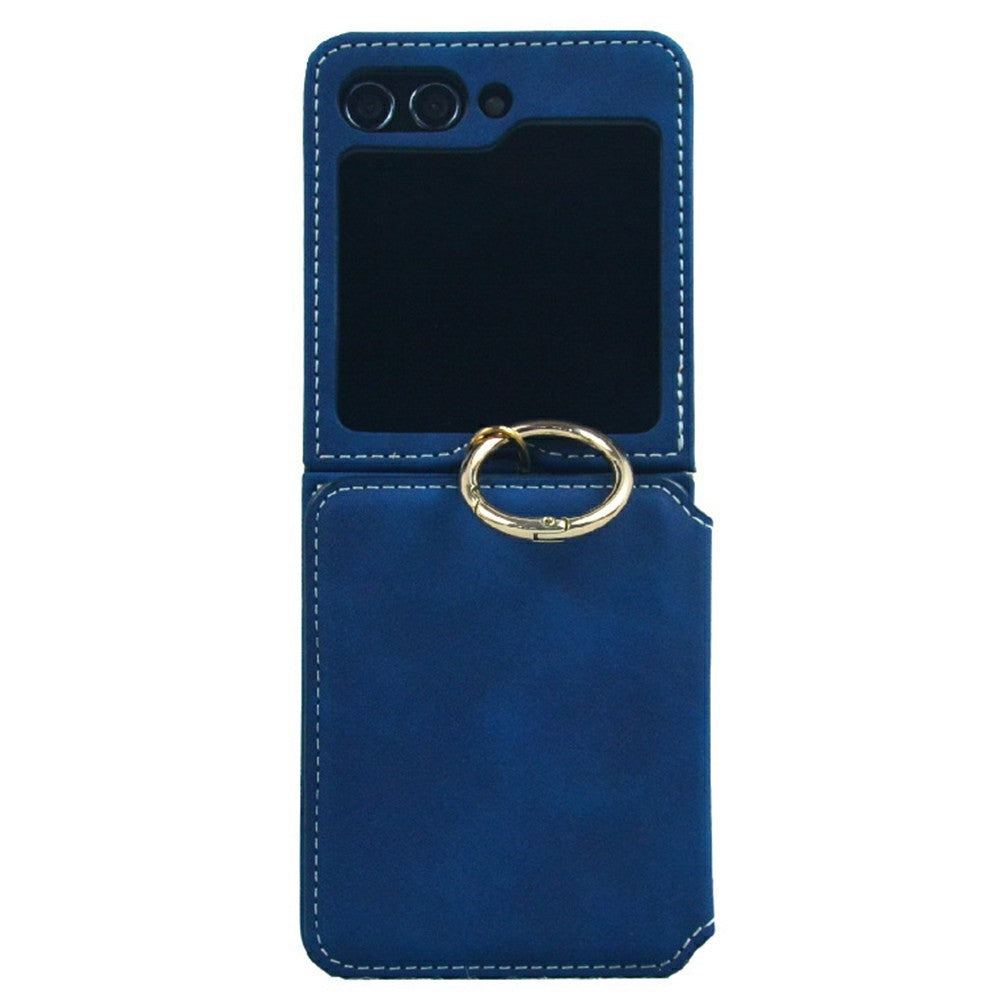 For Samsung Galaxy Z Flip7 5G Case Card Holder Ring Holder Kickstand PU + PC Phone Cover with Chain