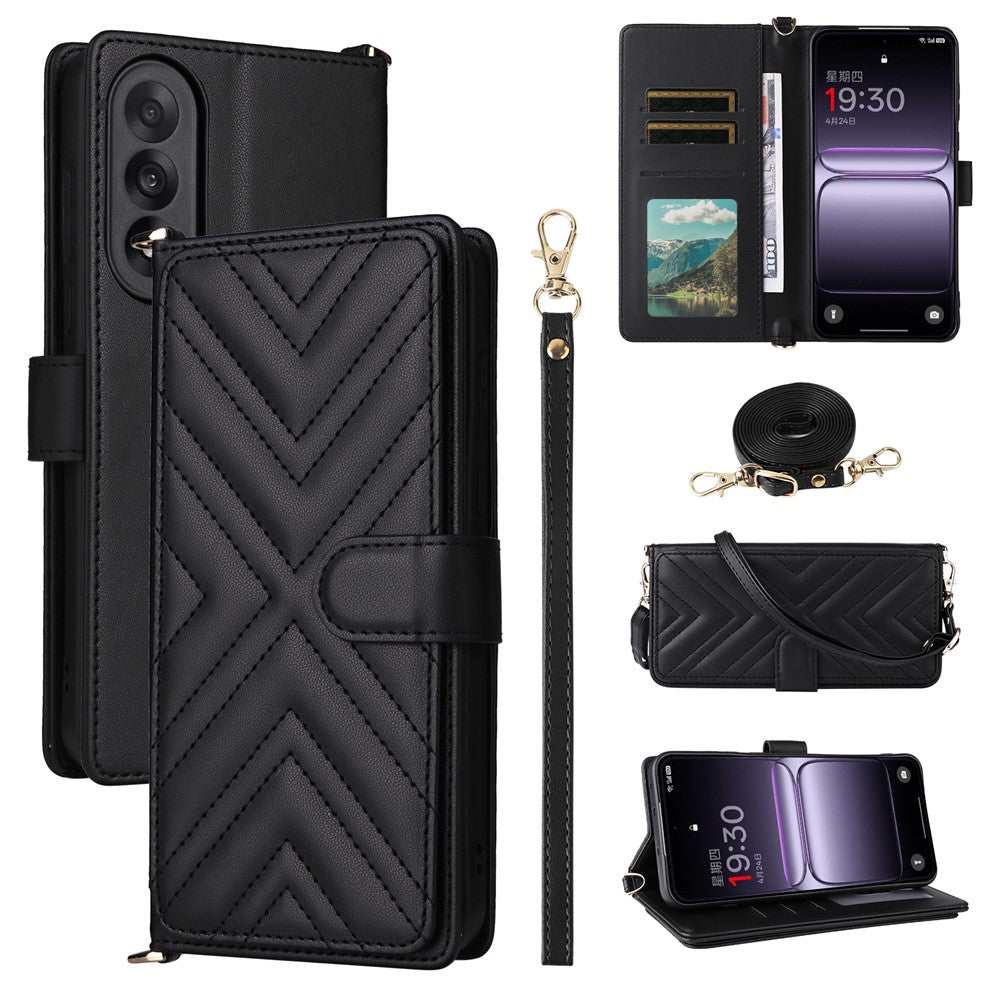 For OnePlus Nord 5 5G / Ace 5 Ultra 5G Case with Shoulder / Wrist Strap Leather Phone Cover Stand Wallet