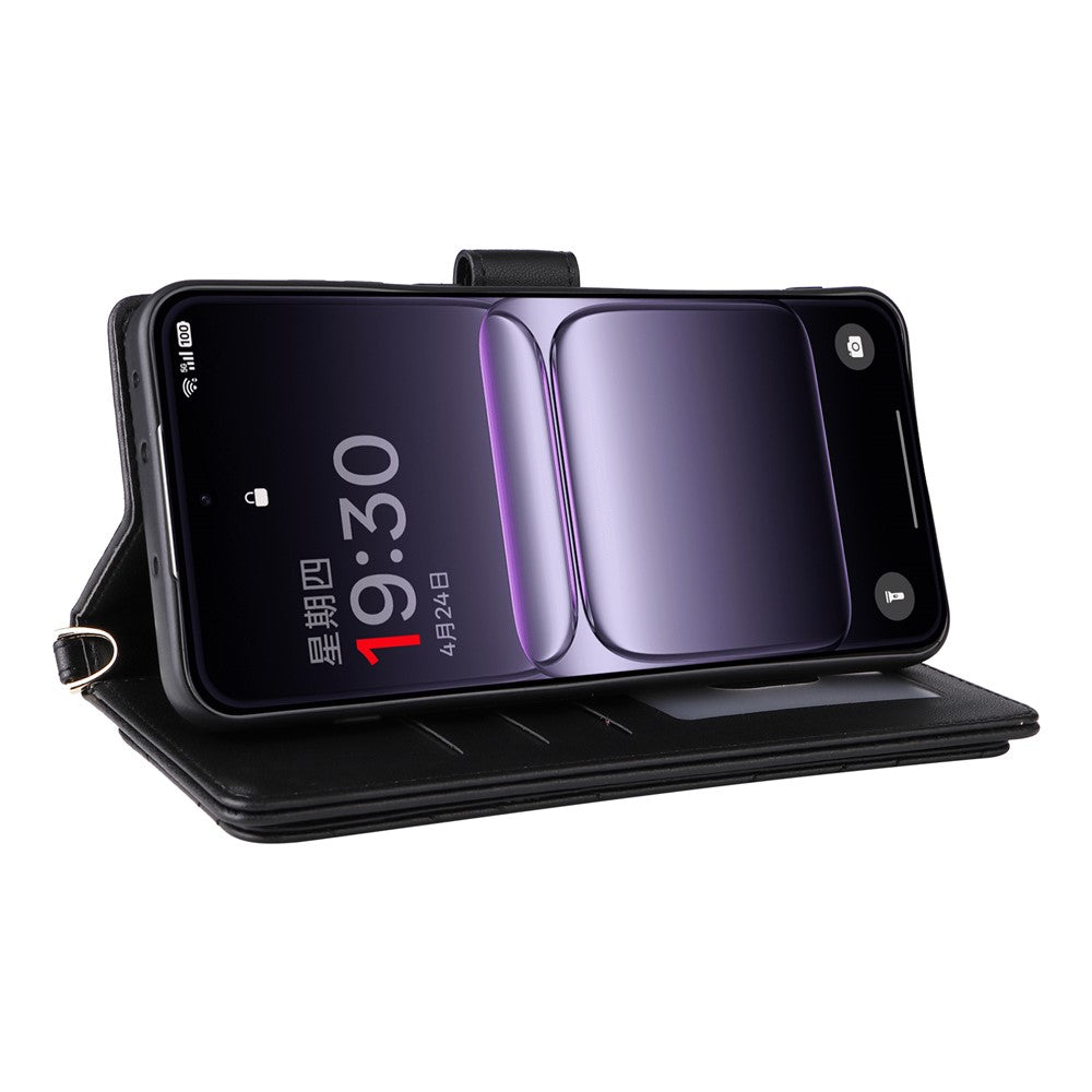 OnePlus Nord 5 5G / Ace 5 Ultra 5G-skal med axel-/handledsrem, läderfodral, stativ, plånbok
