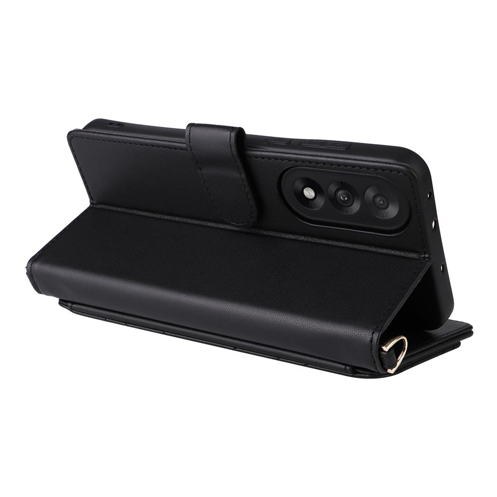 OnePlus Nord 5 5G / Ace 5 Ultra 5G-skal med axel-/handledsrem, läderfodral, stativ, plånbok