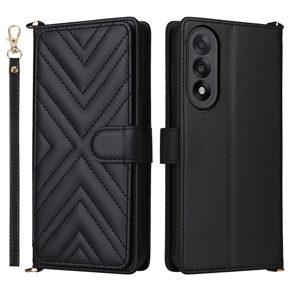 OnePlus Nord 5 5G / Ace 5 Ultra 5G-skal med axel-/handledsrem, läderfodral, stativ, plånbok