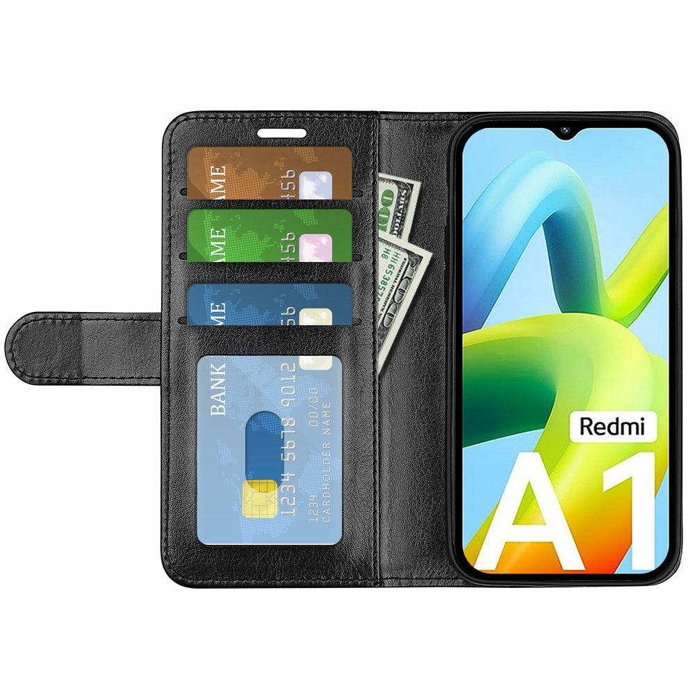 PU Leather Phone Cover for Xiaomi Redmi A1 4G / A2 4G, Crazy Horse Texture Flip Stand Wallet Full Protection Case