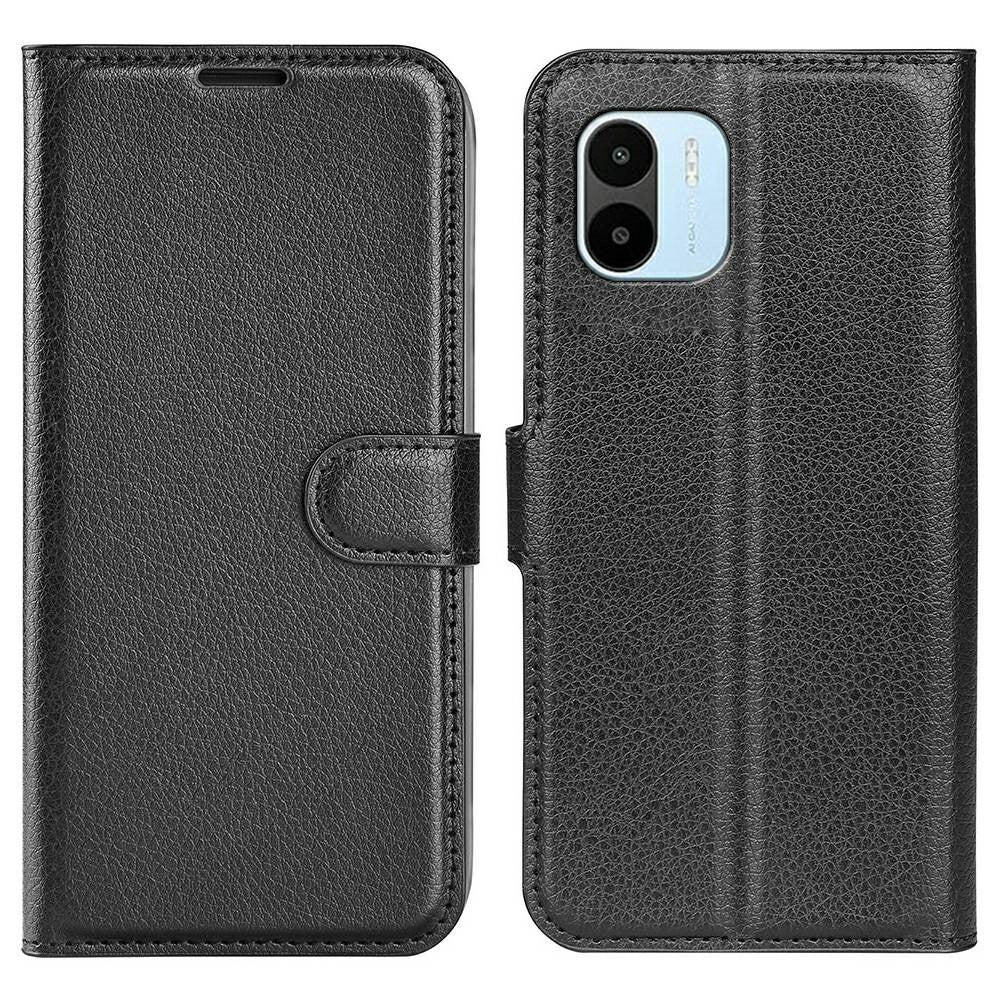 Xiaomi Redmi A1 4G / A2 4G Litchi Texture PU Läder mobilskal Fullt Skyddande Vikbart Stativ Plånboksfodral Flipfodral