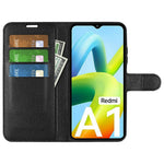 Xiaomi Redmi A1 4G / A2 4G Litchi Texture PU Läder mobilskal Fullt Skyddande Vikbart Stativ Plånboksfodral Flipfodral
