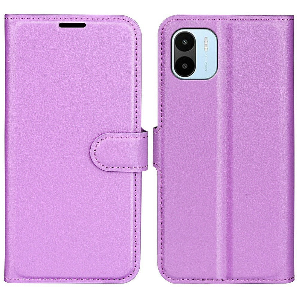 Xiaomi Redmi A1 4G / A2 4G Litchi Texture PU Läder mobilskal Fullt Skyddande Vikbart Stativ Plånboksfodral Flipfodral