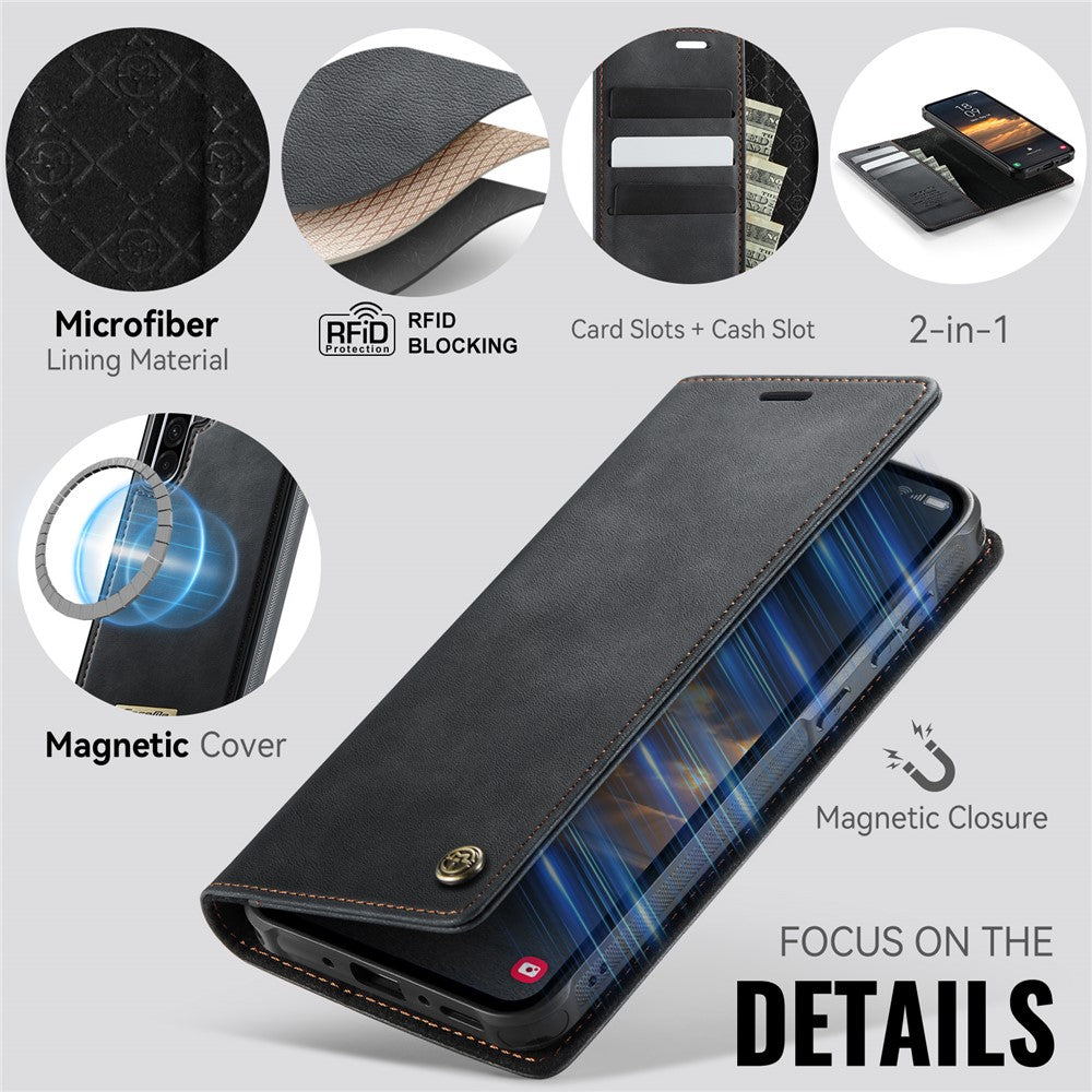 CASEME C49 Til Samsung Galaxy A56 5G Magnetisk Etui RFID Blokerende Aftagelig Pung Læder Telefoncover
