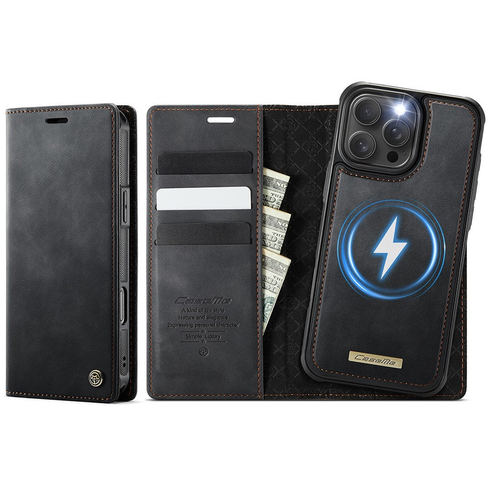 CASEME C49 For iPhone 16 Pro Max Case Compatible with MagSafe RFID Blocking Detachable Wallet Leather Phone Cover