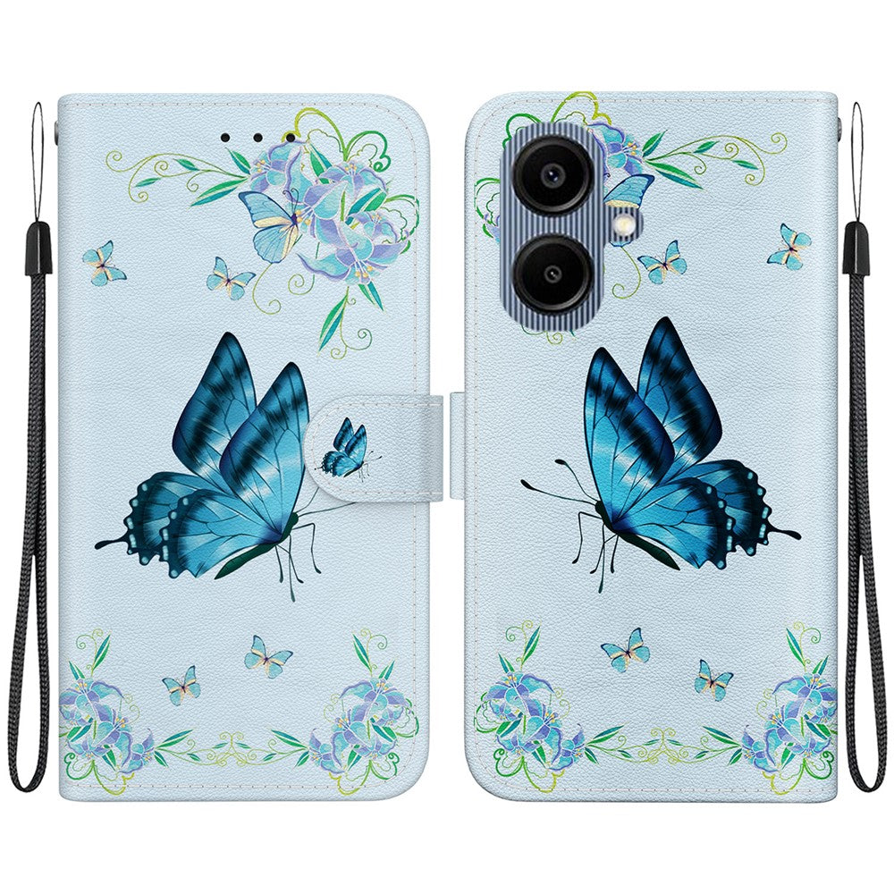 Til Samsung Galaxy A08 5G / A08 4G / A07 5G / A07 4G / A06 5G / A06 4G Pung Telefoncover Anti-Drop Mønsterprint Læder Flipcover med Rem
