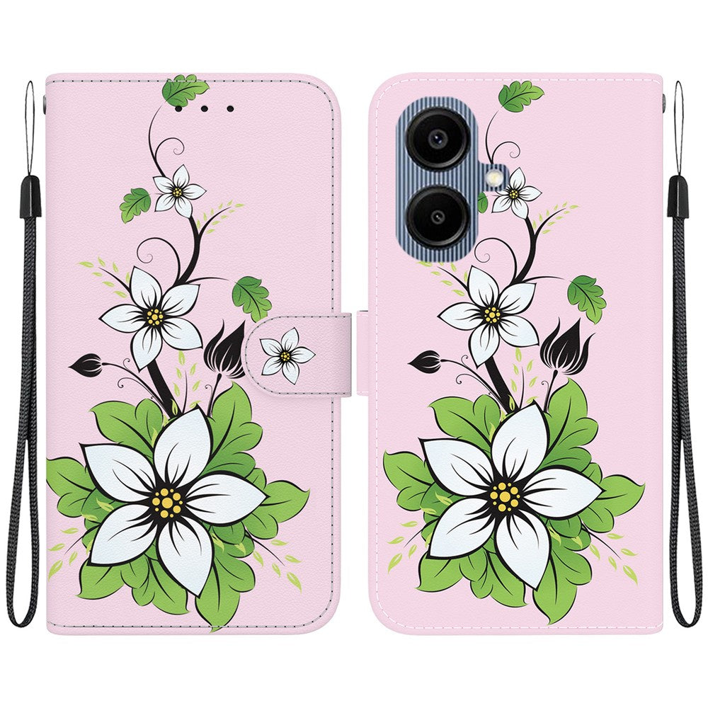 Til Samsung Galaxy A08 5G / A08 4G / A07 5G / A07 4G / A06 5G / A06 4G Pung Telefoncover Anti-Drop Mønsterprint Læder Flipcover med Rem
