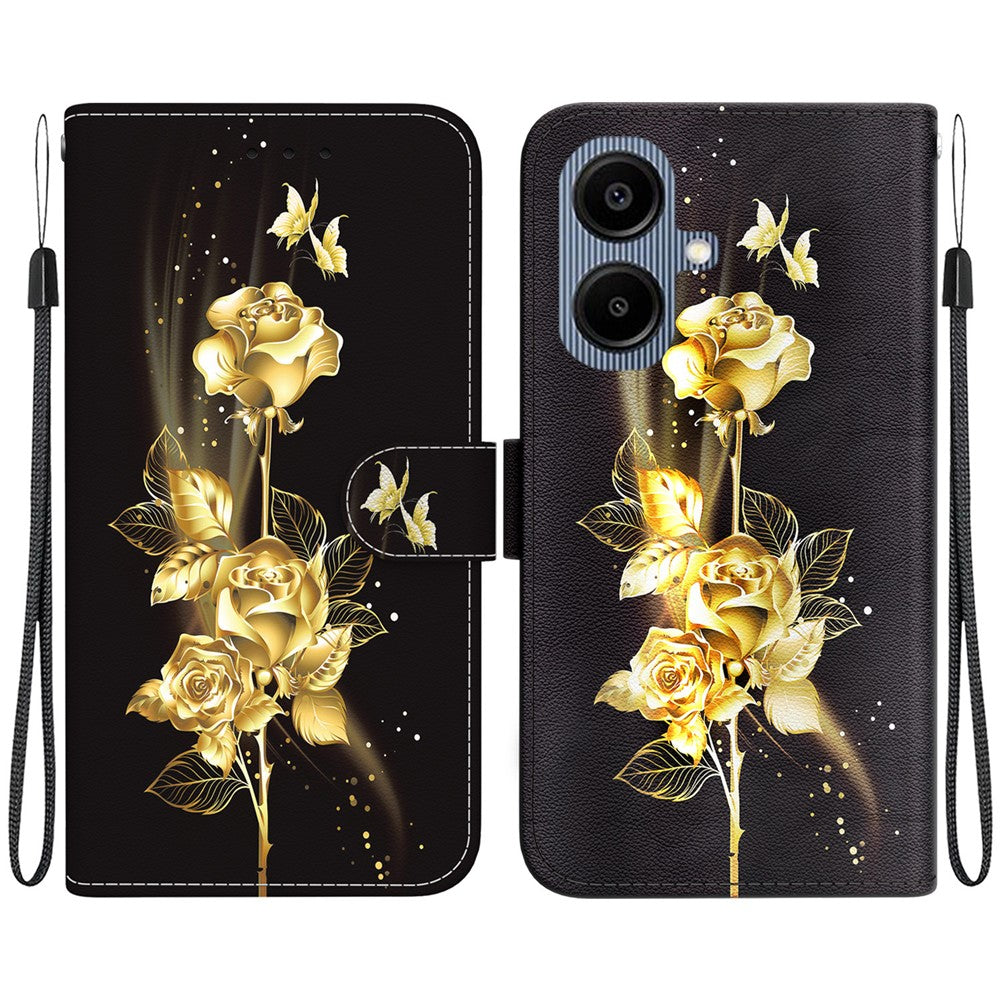Til Samsung Galaxy A08 5G / A08 4G / A07 5G / A07 4G / A06 5G / A06 4G Pung Telefoncover Anti-Drop Mønsterprint Læder Flipcover med Rem
