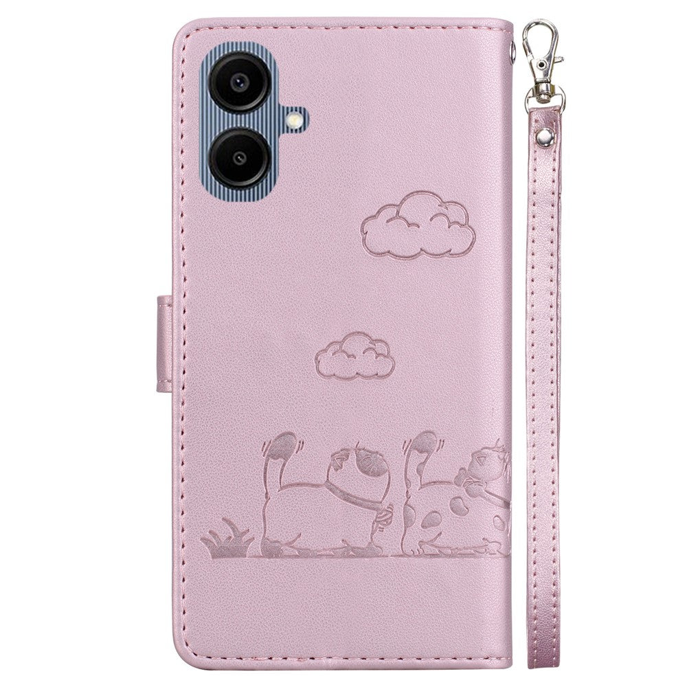 For Samsung Galaxy A08 5G / A08 4G / A07 5G / A07 4G / A06 5G / A06 4G Case RFID Blocking Kitten Pattern TPU + PU Leather Phone Cover with Wrist Strap