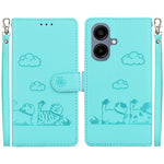 For Samsung Galaxy A08 5G / A08 4G / A07 5G / A07 4G / A06 5G / A06 4G Case RFID Blocking Kitten Pattern TPU + PU Leather Phone Cover with Wrist Strap