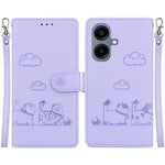 For Samsung Galaxy A08 5G / A08 4G / A07 5G / A07 4G / A06 5G / A06 4G Case RFID Blocking Kitten Pattern TPU + PU Leather Phone Cover with Wrist Strap