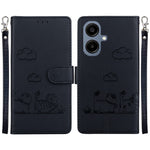 For Samsung Galaxy A08 5G / A08 4G / A07 5G / A07 4G / A06 5G / A06 4G Case RFID Blocking Kitten Pattern TPU + PU Leather Phone Cover with Wrist Strap