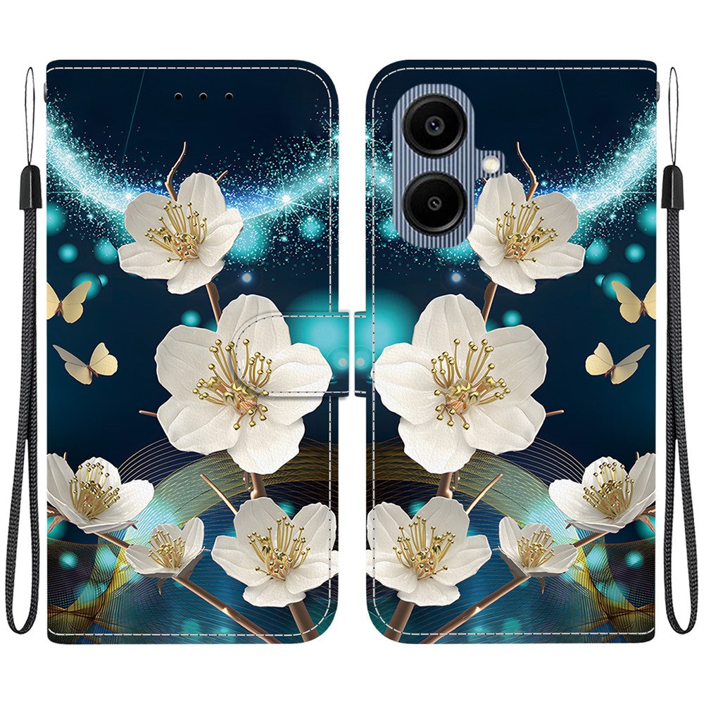 Til Samsung Galaxy A08 5G / A08 4G / A07 5G / A07 4G / A06 5G / A06 4G Etui med Mønsterprint, Flip Pung i Læder, Telefoncover med Snor