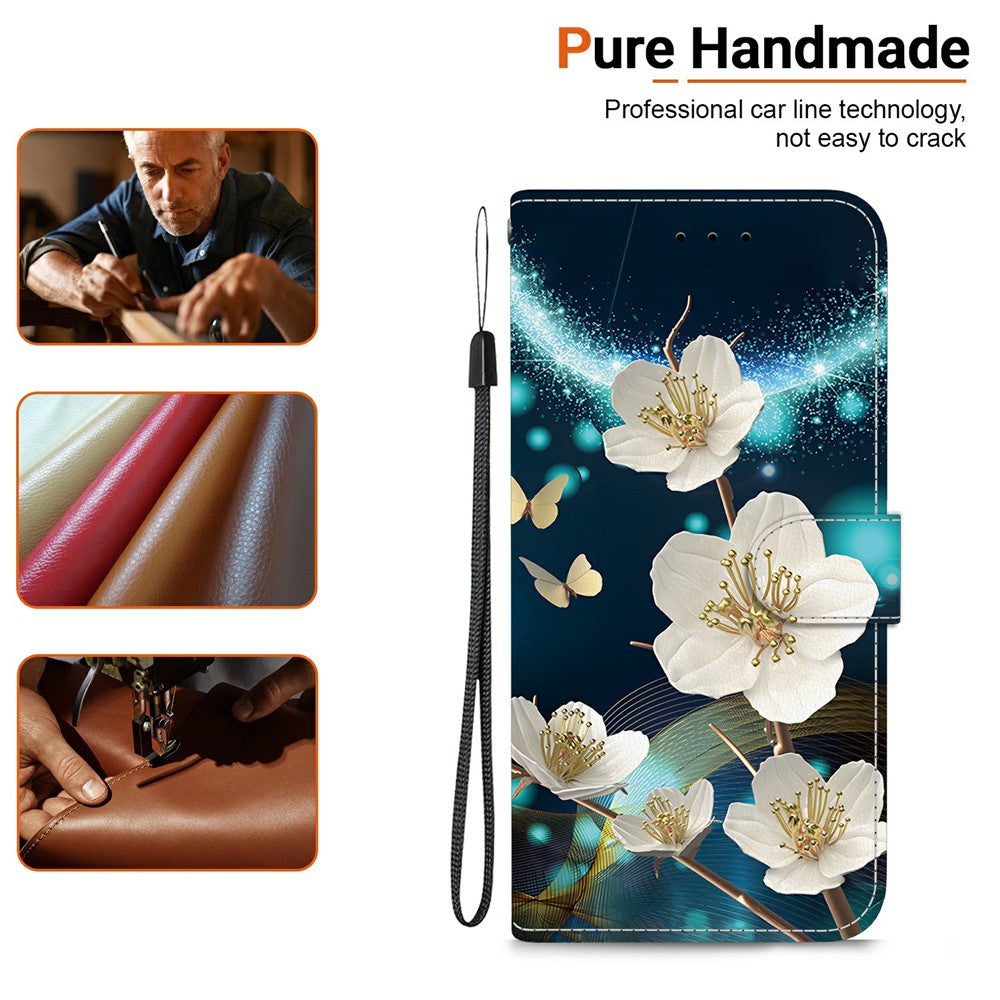 Til Samsung Galaxy A08 5G / A08 4G / A07 5G / A07 4G / A06 5G / A06 4G Etui med Mønsterprint, Flip Pung i Læder, Telefoncover med Snor