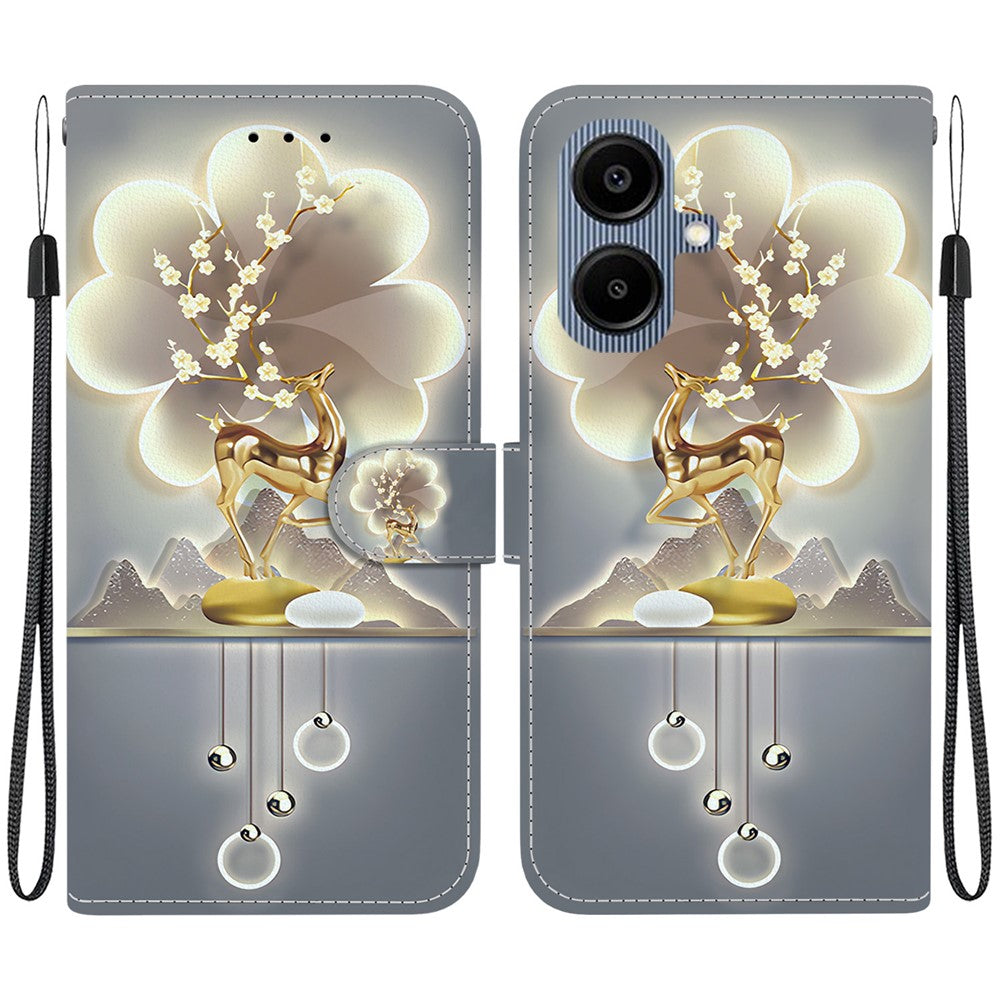 Til Samsung Galaxy A08 5G / A08 4G / A07 5G / A07 4G / A06 5G / A06 4G Etui med Mønsterprint, Flip Pung i Læder, Telefoncover med Snor