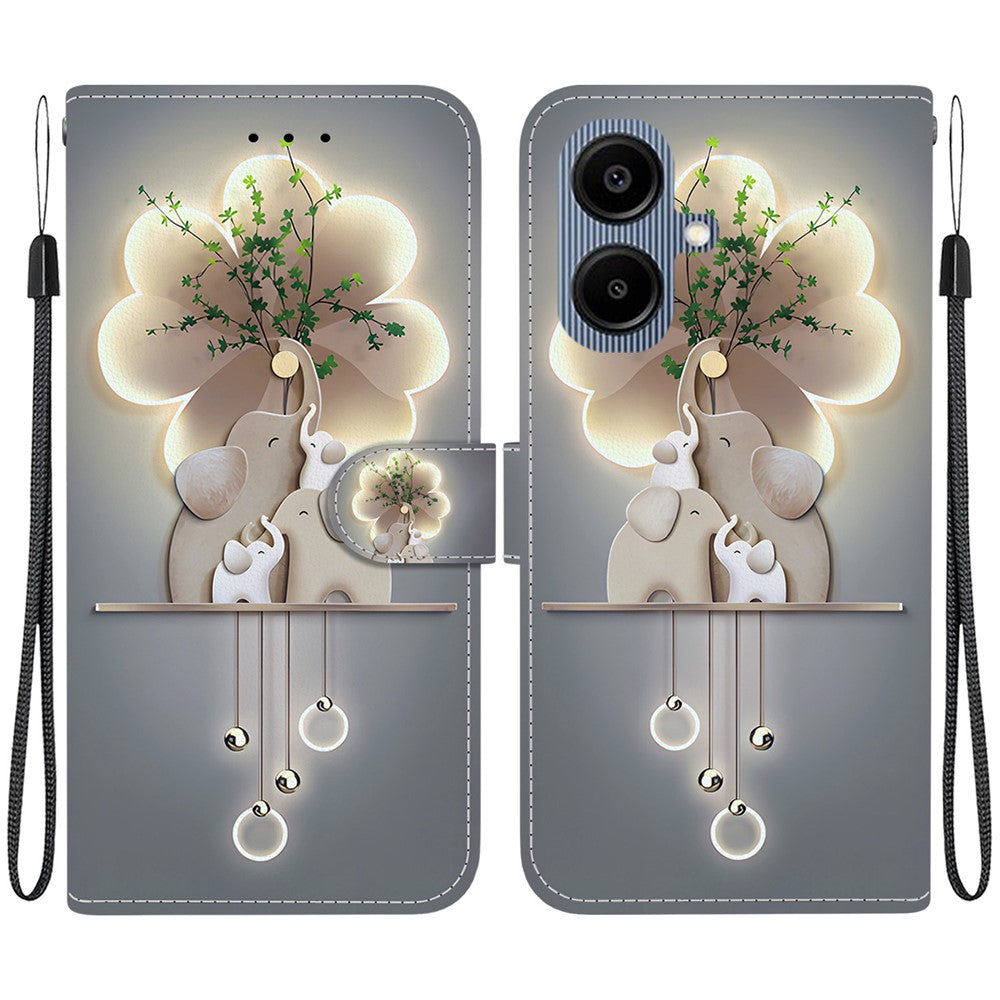 Til Samsung Galaxy A08 5G / A08 4G / A07 5G / A07 4G / A06 5G / A06 4G Etui med Mønsterprint, Flip Pung i Læder, Telefoncover med Snor