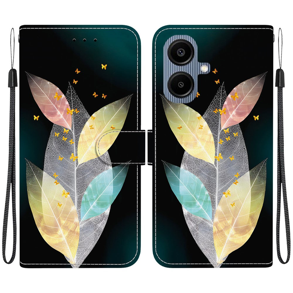 Samsung Galaxy A08 5G / A08 4G / A07 5G / A07 4G / A07s 4G / A06 5G / A06 4G-cover, læderetui med mønstertryk, pung og rem