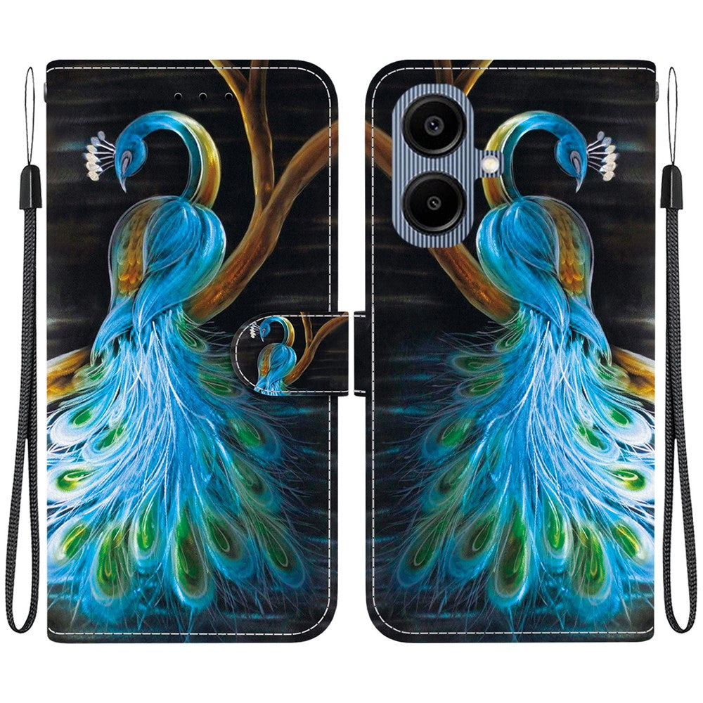 Til Samsung Galaxy A08 5G / A08 4G / A07 5G / A07 4G / A06 5G / A06 4G Etui med Mønsterprint, Flip Pung i Læder, Telefoncover med Snor