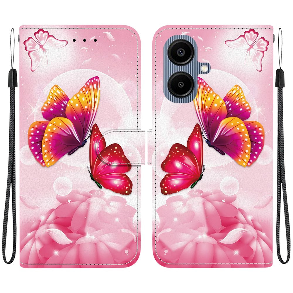 Til Samsung Galaxy A08 5G / A08 4G / A07 5G / A07 4G / A06 5G / A06 4G Etui med Mønsterprint, Flip Pung i Læder, Telefoncover med Snor