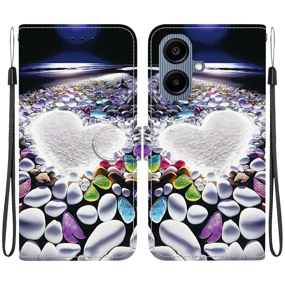 Til Samsung Galaxy A08 5G / A08 4G / A07 5G / A07 4G / A06 5G / A06 4G Etui med Mønsterprint, Flip Pung i Læder, Telefoncover med Snor