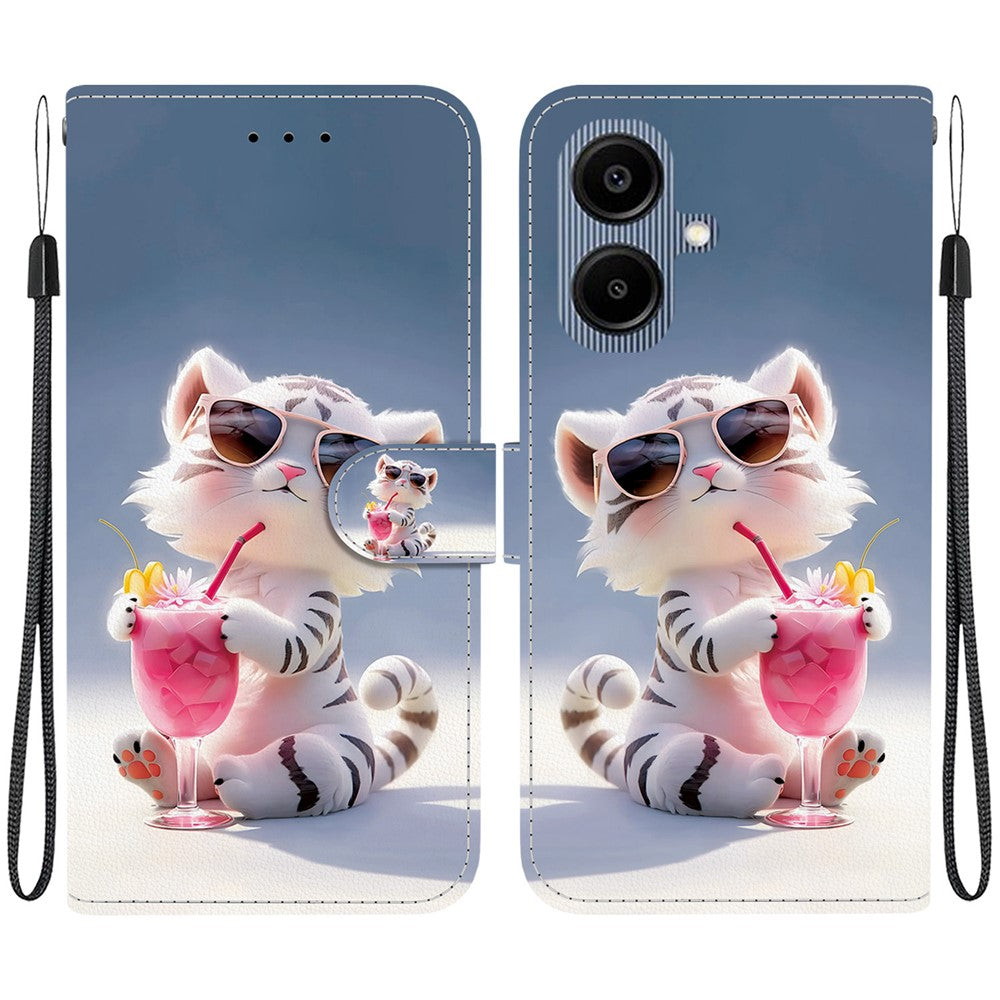 Til Samsung Galaxy A08 5G / A08 4G / A07 5G / A07 4G / A06 5G / A06 4G Etui med Mønsterprint, Flip Pung i Læder, Telefoncover med Snor