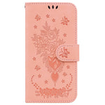 Samsung Galaxy A08 5G / A08 4G / A07 5G / A07s 4G / A06 5G / A06 4G-cover med sommerfugleblomstermotiv, præget PU-læder, pungfodral med rem
