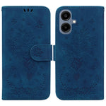 Samsung Galaxy A08 5G / A08 4G / A07 5G / A07s 4G / A06 5G / A06 4G-cover med sommerfugleblomstermotiv, præget PU-læder, pungfodral med rem