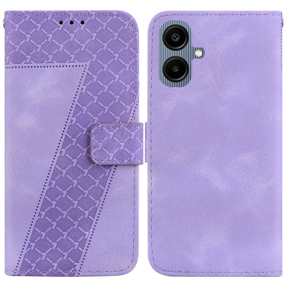 For Samsung Galaxy A08 5G / A08 4G / A07 5G / A07 4G / A06 5G / A06 4G Stand Case 7-Shaped Pattern Imprint Leather Phone Cover with Strap