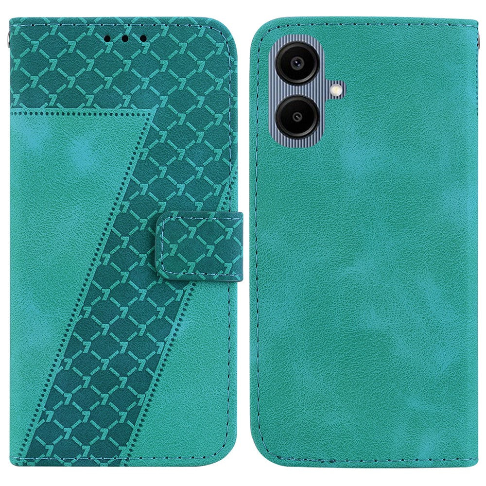 For Samsung Galaxy A08 5G / A08 4G / A07 5G / A07 4G / A06 5G / A06 4G Stand Case 7-Shaped Pattern Imprint Leather Phone Cover with Strap