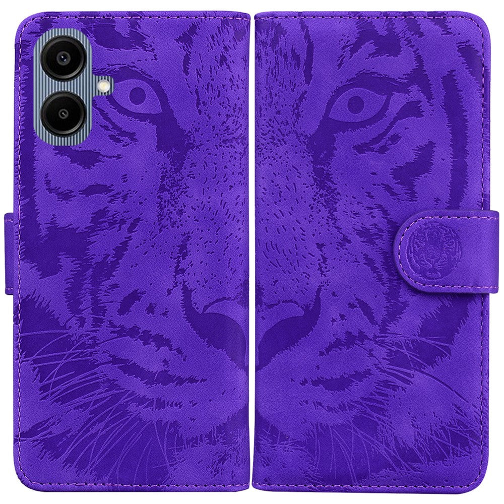 Samsung Galaxy A08 5G / A08 4G / A07 5G / A07s 4G / A06 5G / A06 4G-cover, læderpung med tigertryk, mobilcover
